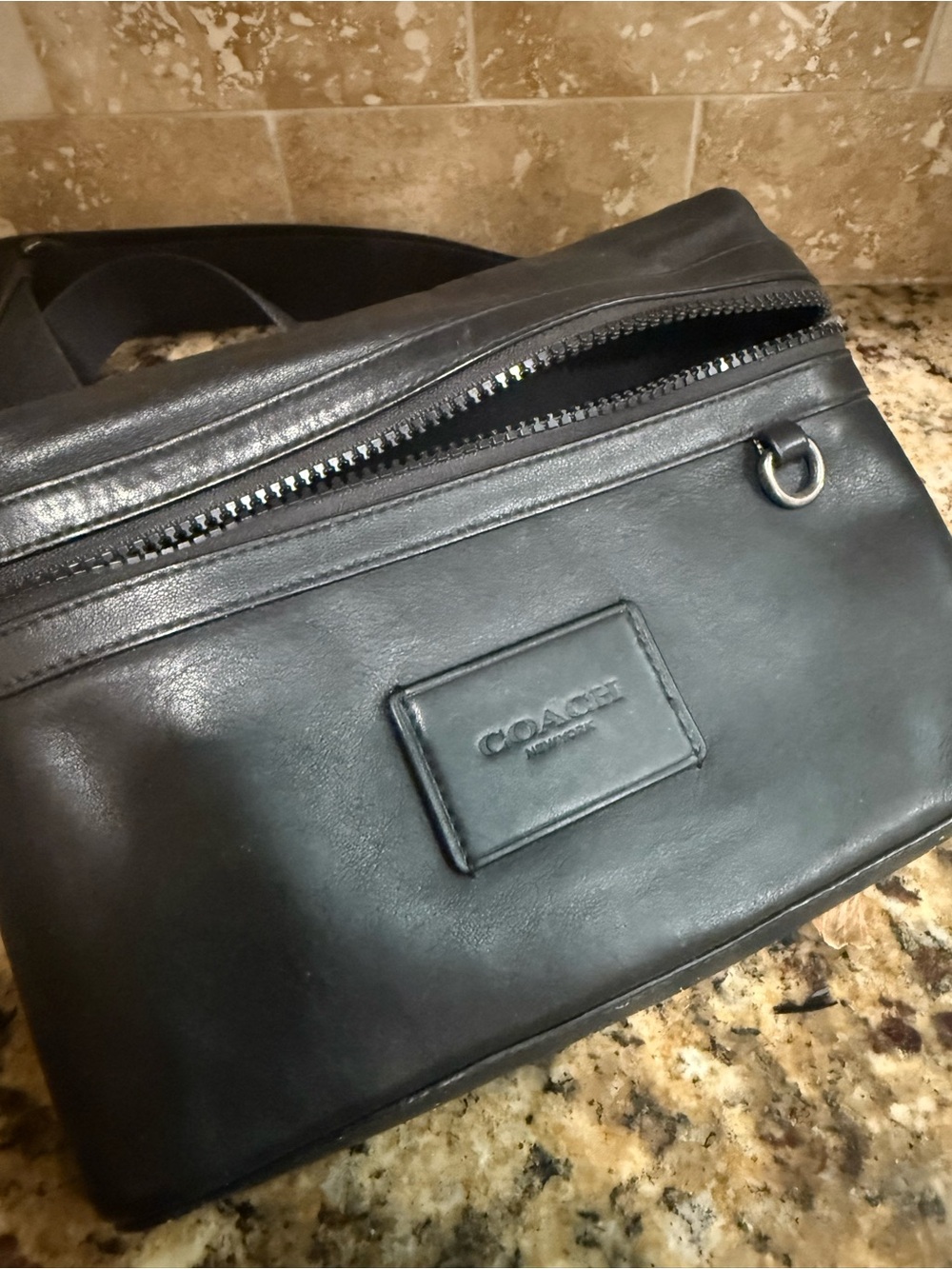 Coach Vintage Black Leather Crossbody Belt Bag Fanny pack